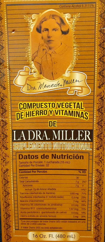 La Dra.Miller compuesto de vegetal hierro y vitamina (480ml)