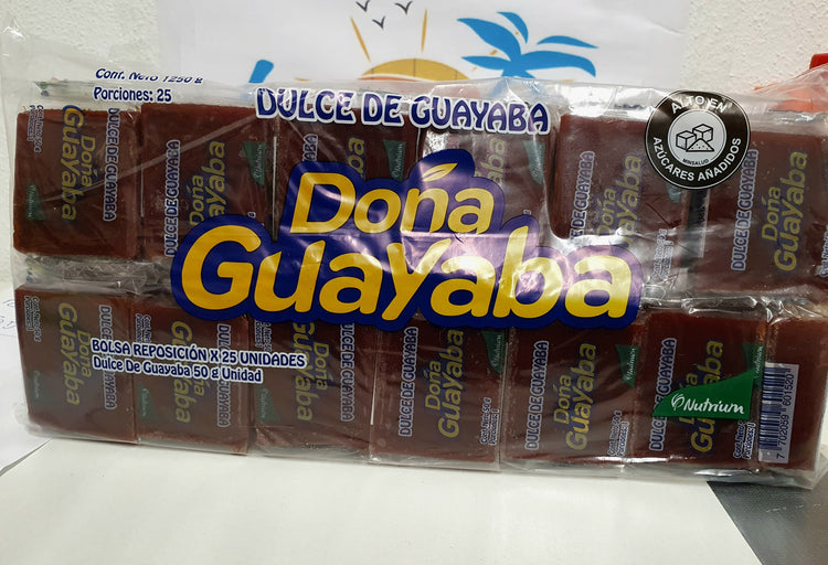 Dulce de guayaba Doña guaya 25 unidades de( 50g)
/ Doña guaya guave snoep 25 stuks (50g)