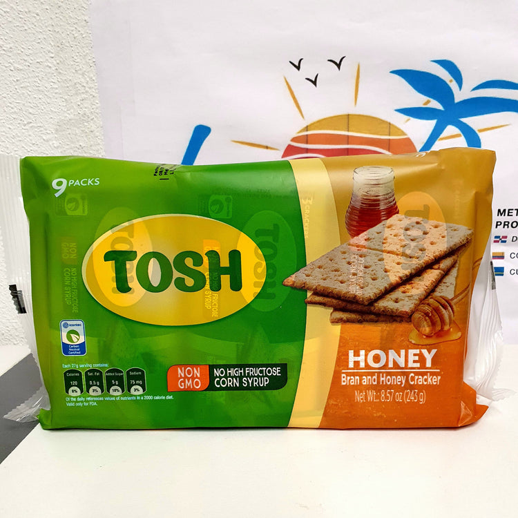 Tosh galleta 100%colombiana con miel (243g) Tosh Honey. Brand and honey Cracker NON GMO (243g)