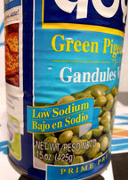 Gandules verde (425g)con sal marina bajo en sodio //Green Pigeon Peas with sea salt (425g)