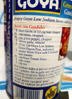 Gandules verde (425g)con sal marina bajo en sodio //Green Pigeon Peas with sea salt (425g)