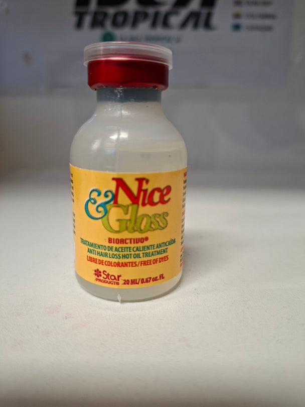 Nice Gloss Bioactivo tratamiento caliente anticaida(20ml) producto 100% dominicano //Nice & Gloss Antihairloss Hot oil treatment (20ml) uit Dominicaanse Rep.