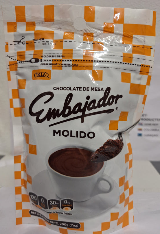 Chocolate molido embajador 100%dominicano (200gr)