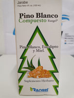 Pino Blanco Compuesto de pino blanvo , Eucalipto y miel. 120ml.
/ White Pine Samengesteld uit witte den, eucalyptus en honing. 120 ml