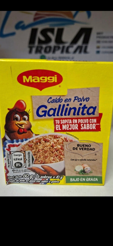 Caldo en polvo Gallinita (60g) marca maggi 6 sobre // Bouillion poeder Gallinita merk maggi kipsmaak (60g) 6x zaak