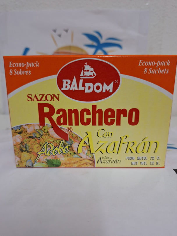 Sazon Ranchero baldom con azafrán peso netto (72gr) 100%dominicano