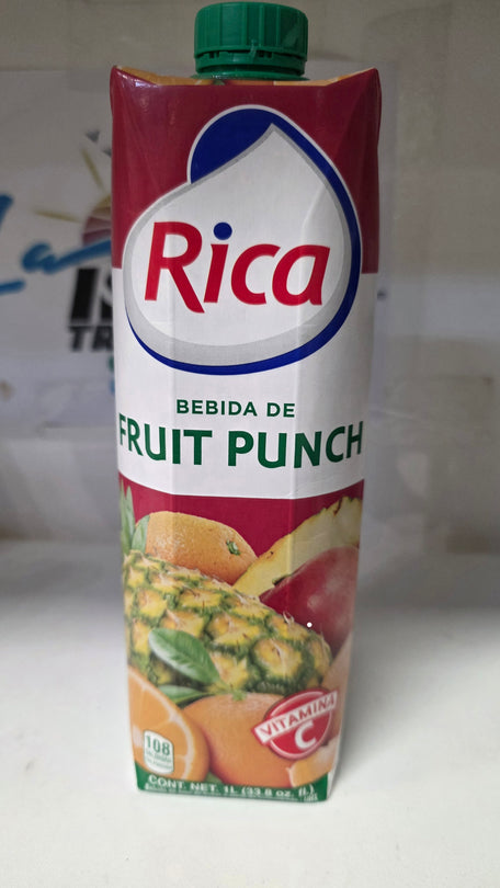 Jugo Rica 100% Dominicano bebida de Fruit punch. (1 Litero)(33.8 Oz.fl) Fruit punch juice drink 100% uit dominicaanse rep (1 Liter)